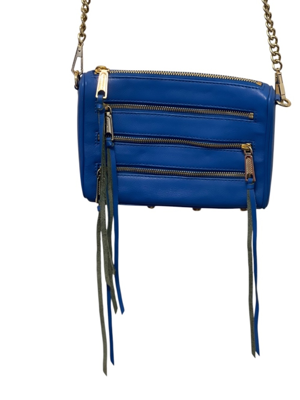 Rebecca Minkoff Mini 5-Zip Rocker Leather Crossbody Bag Electric Blue - Picture 3 of 13